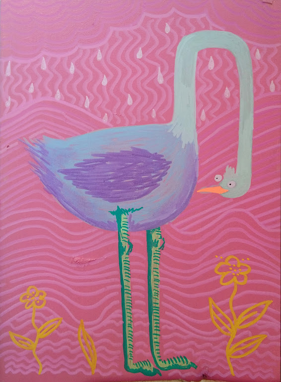 Ostriches Are Confused / Acrylics on MDF / 2022 / Mina Stokke