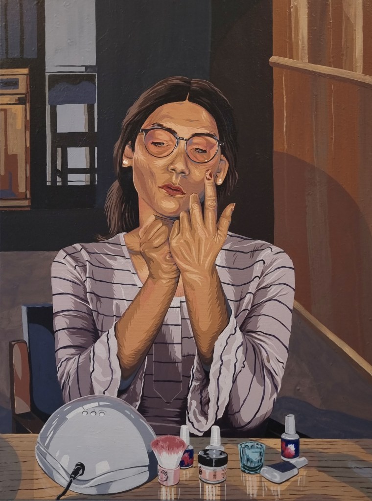 Manicurist / 2024 / acrylics on canvas / 90cm x 70cm / Mina Stokke