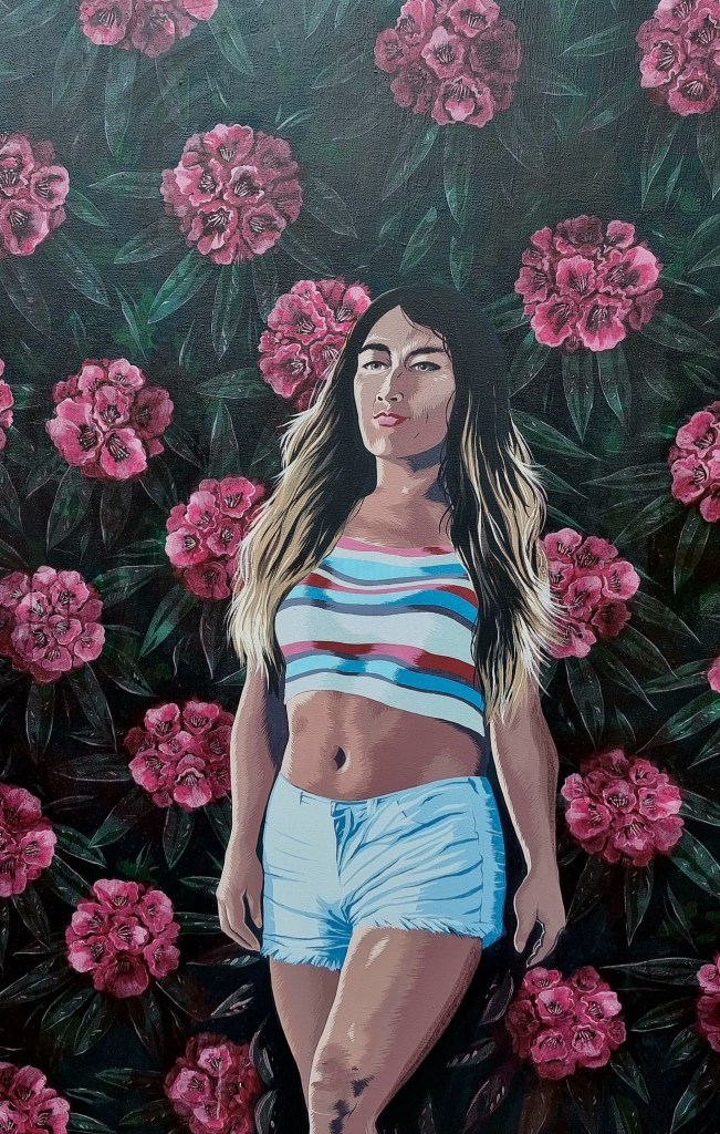 Rhododendron Runway / 2023 / acrylic paint on canvas / 180 x 150 cm / Mina Stokke